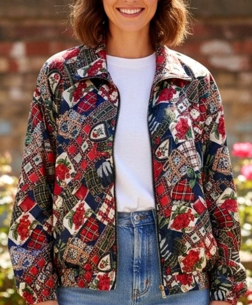 Vintage 90’s Silk Floral Patchwork Grannycore Jacket
